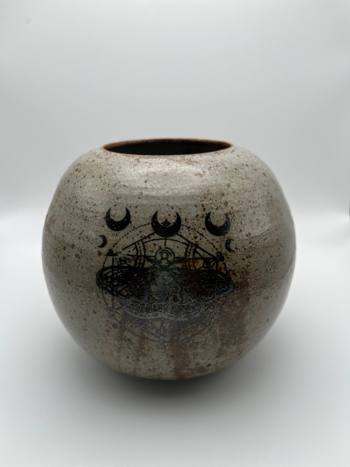 Round Deer & Moth Vase