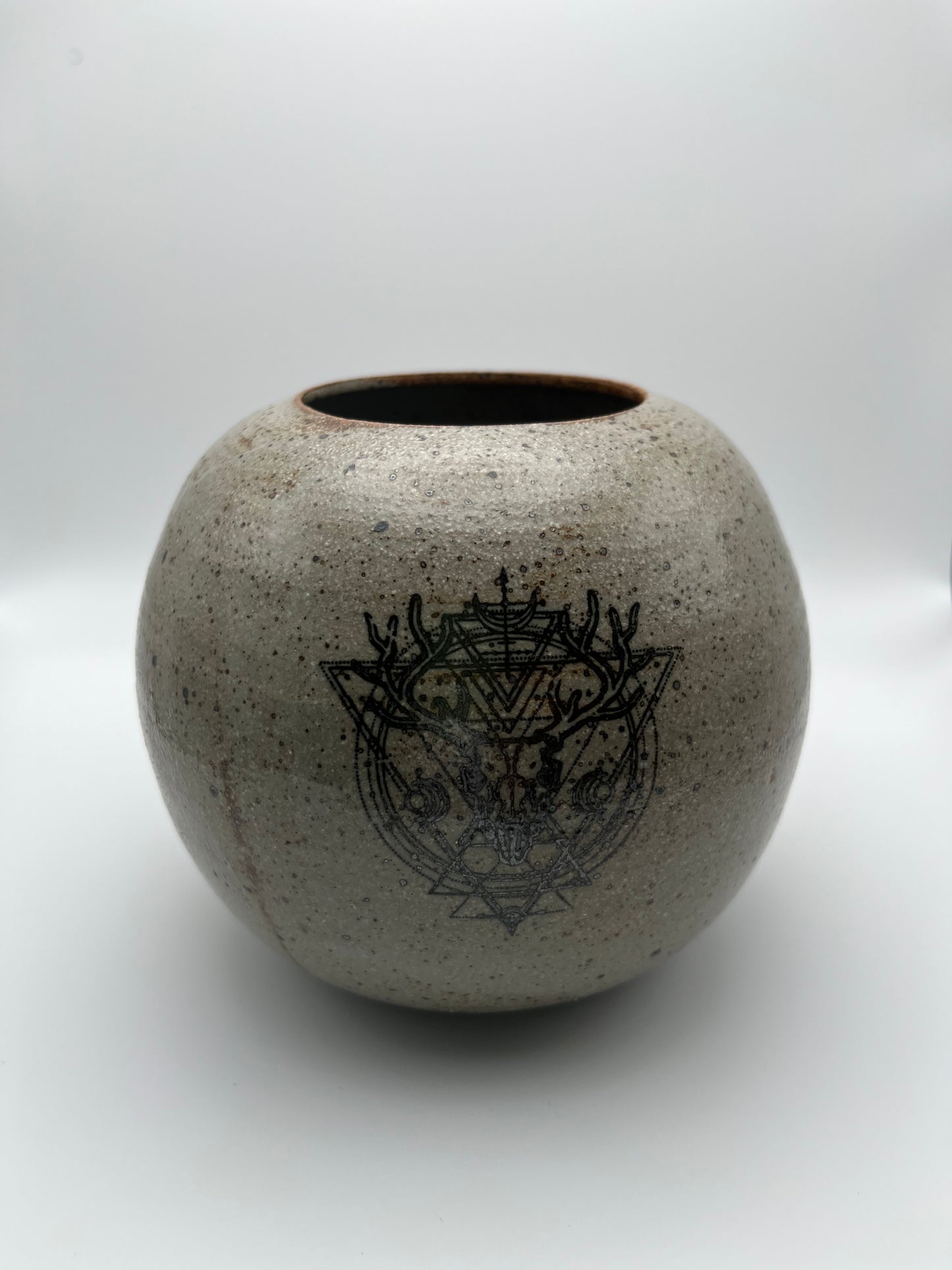 Round Deer & Moth Vase