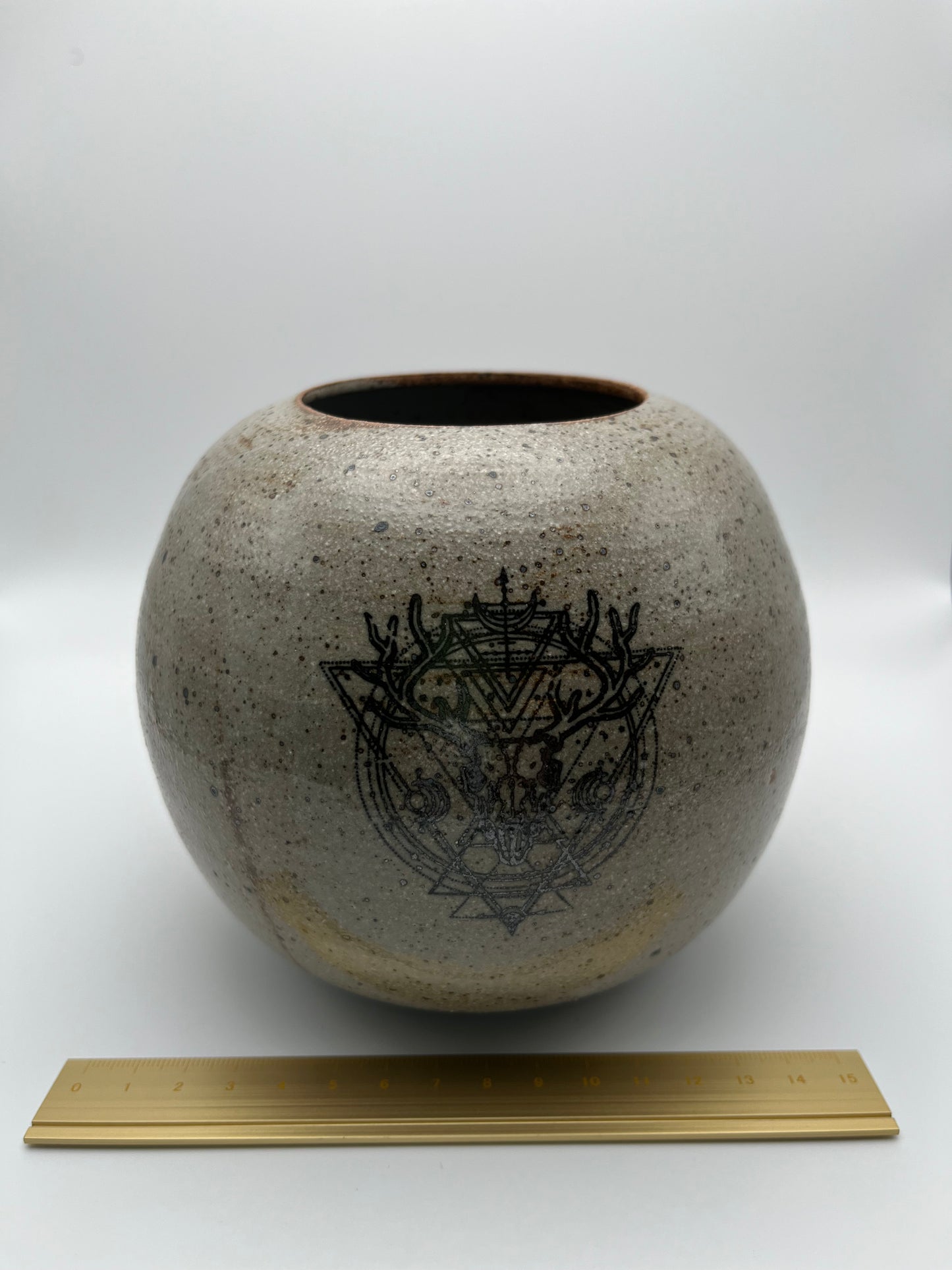 Round Deer & Moth Vase
