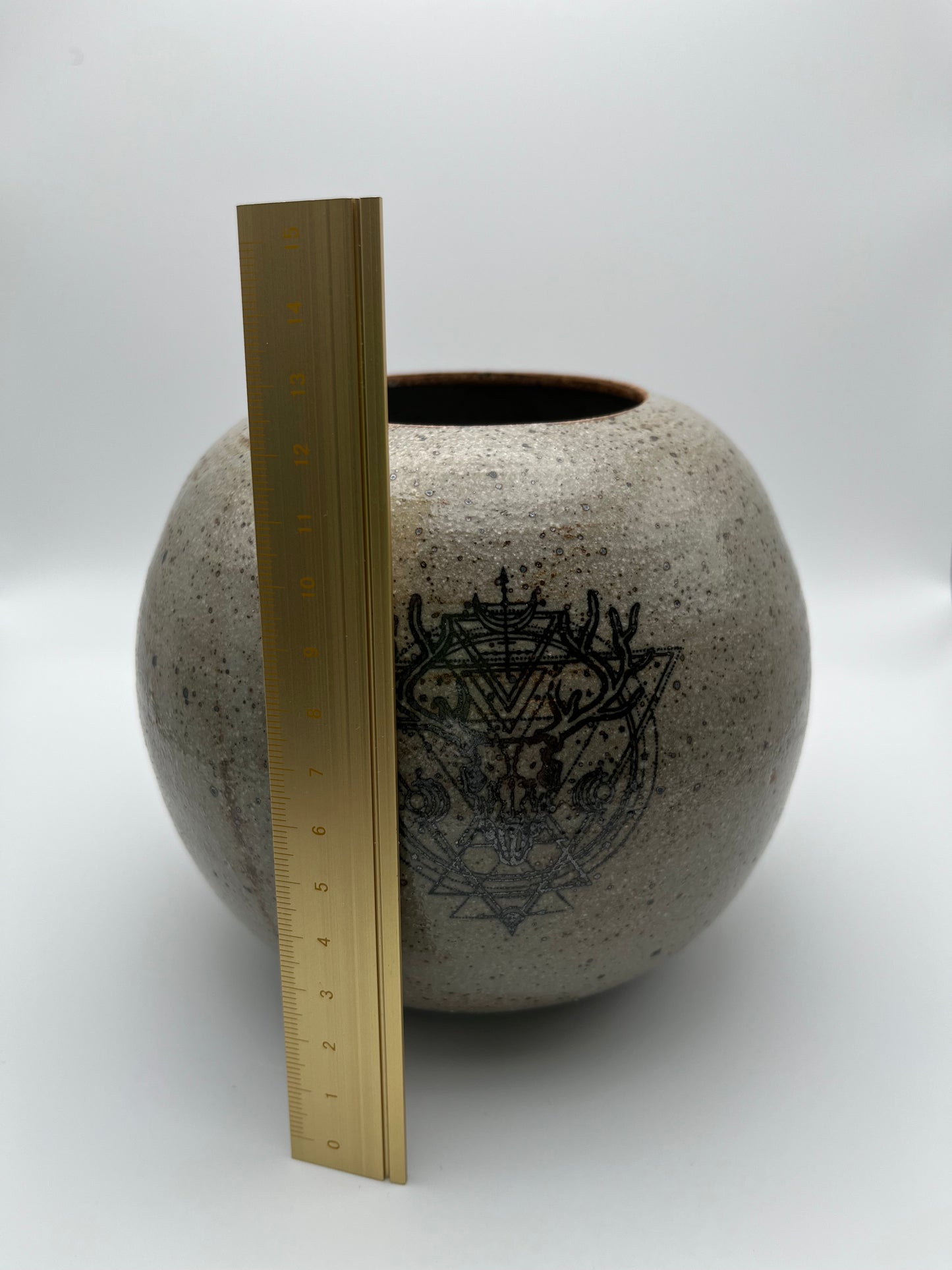 Round Deer & Moth Vase